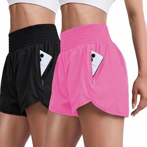 Women’s high waisted running shorts Lg 2 pack
